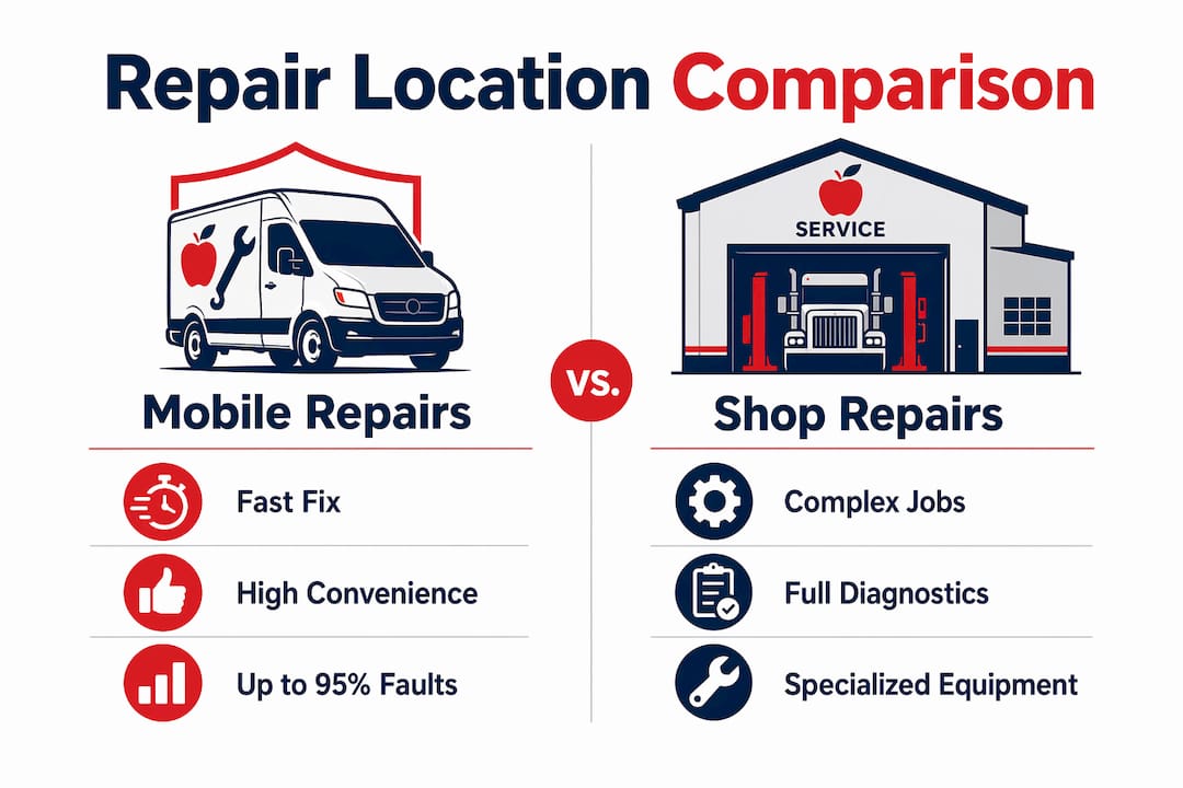 Infographic comparing mobile and shop repairs