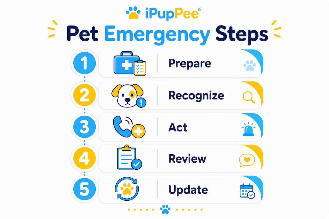 Infographic showing steps of pet emergency protocol