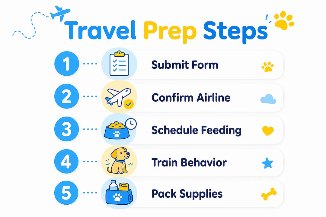 Infographic showing five key travel preparation steps
