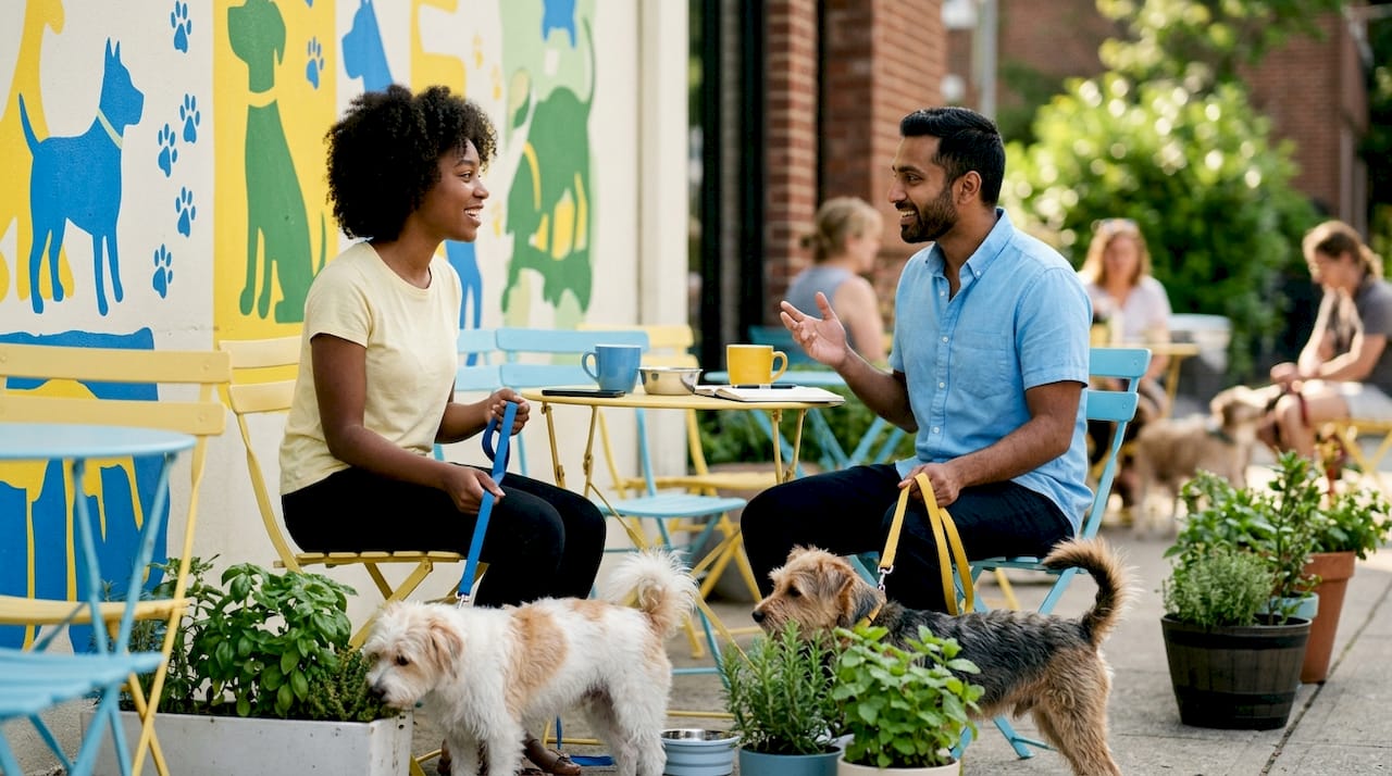 Multicultural pet owners in community pet care center