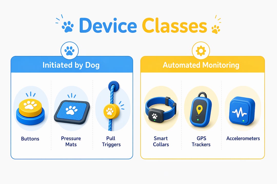 Infographic comparing dog-initiated and automated monitoring devices