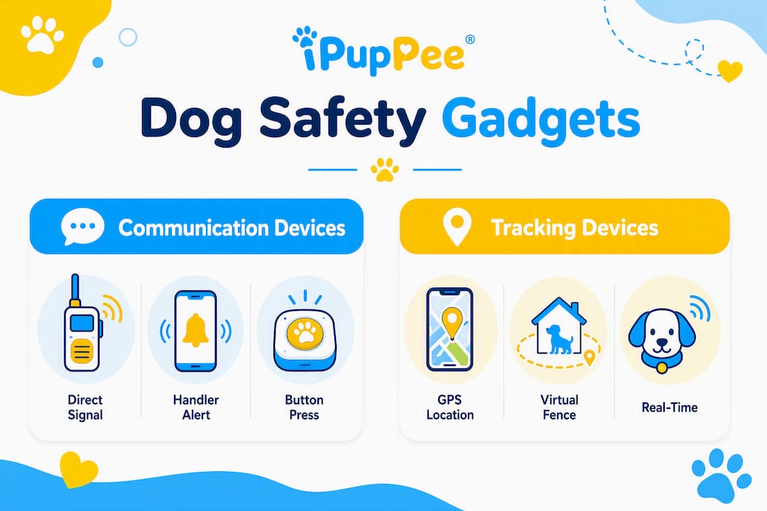 Infographic comparing communication and tracking dog safety devices
