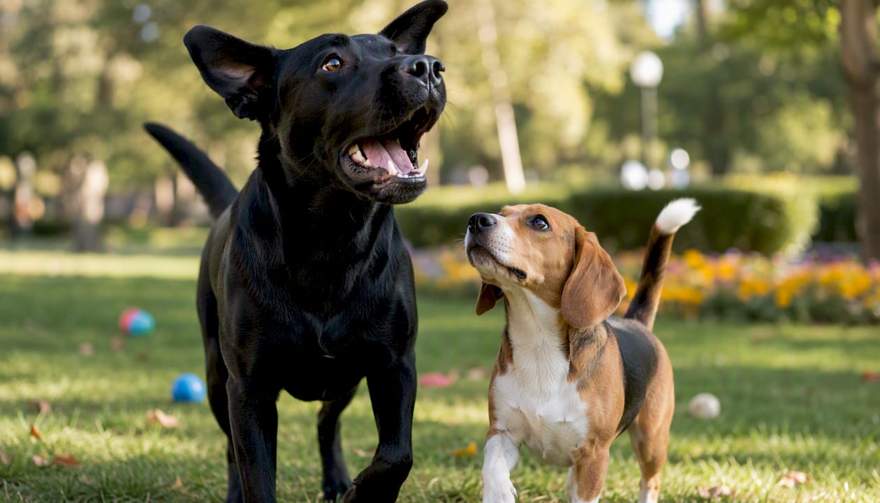 Dogs expressing through barking outdoors