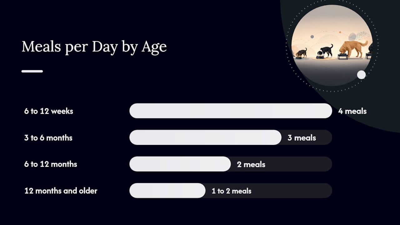 Diagram showing dog feeding frequency by age