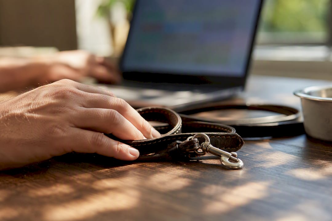 Hand poised over keyboard for tagging in database