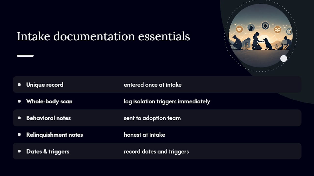 Diagram of rescue intake documentation components