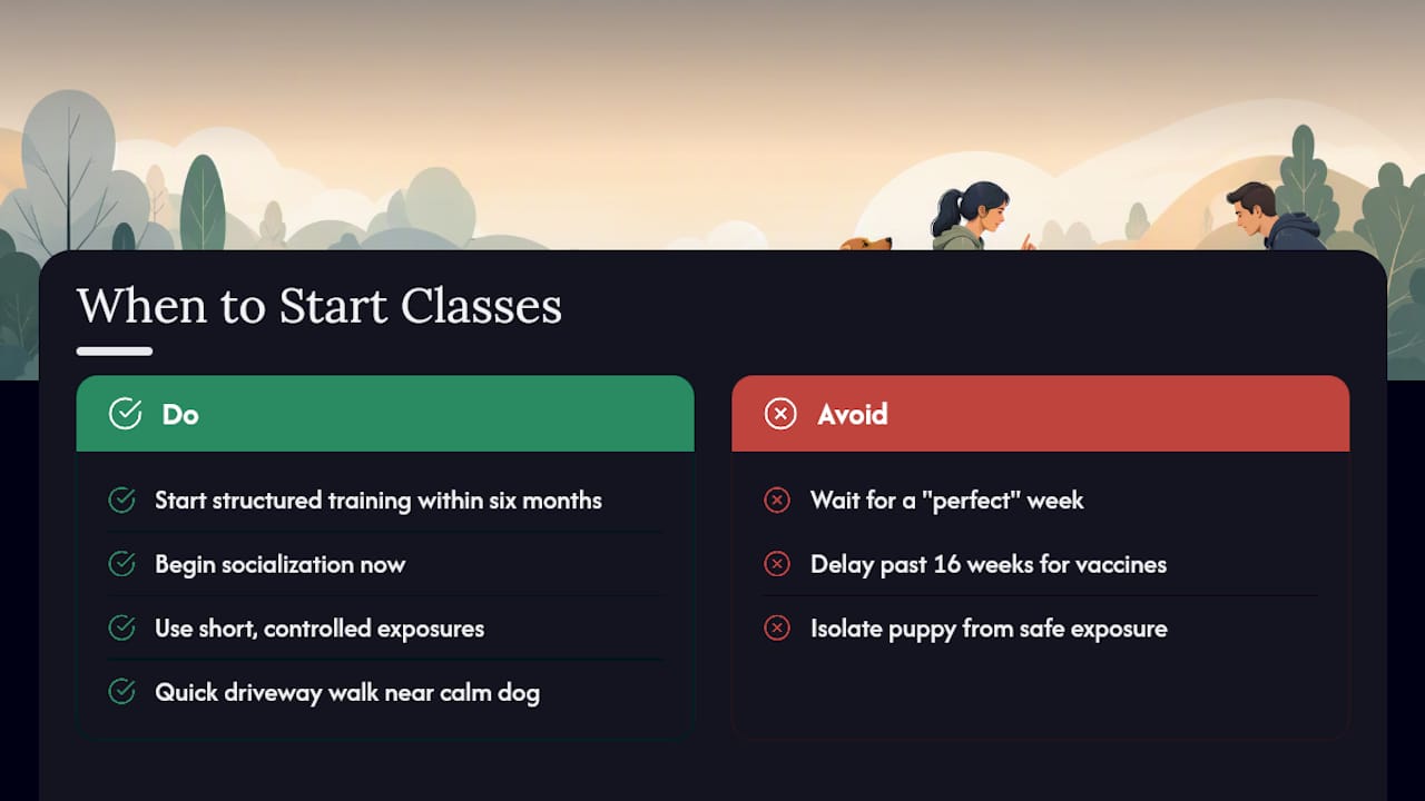 A Realistic Take on Puppy Class Timing — overview diagram