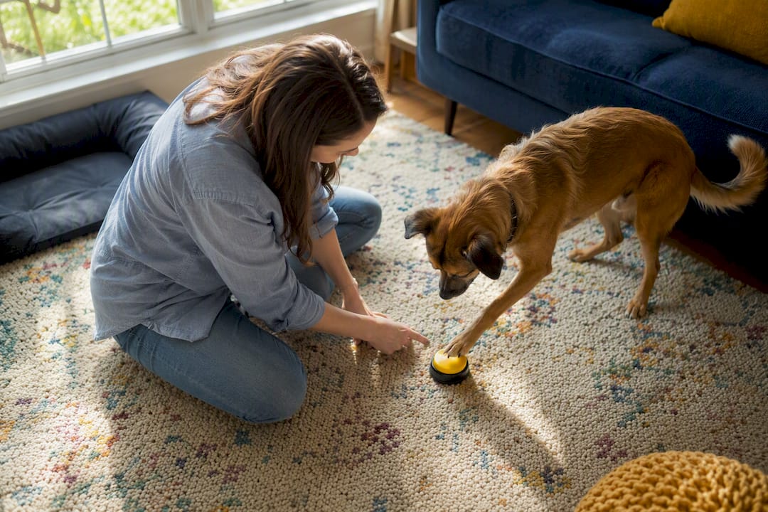 Dog learning to press single button for request