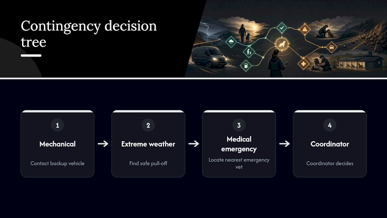 Three-branch rescue transport contingency decision tree