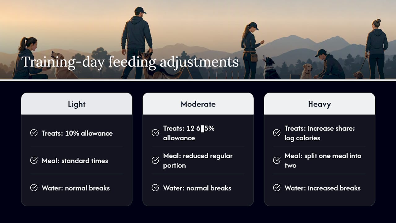 Meal schedules for three training intensities