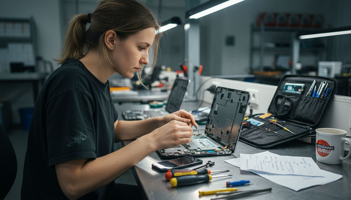 Sieviete apsver, vai vieglāk un izdevīgāk būtu salabot telefonu vai datoru.