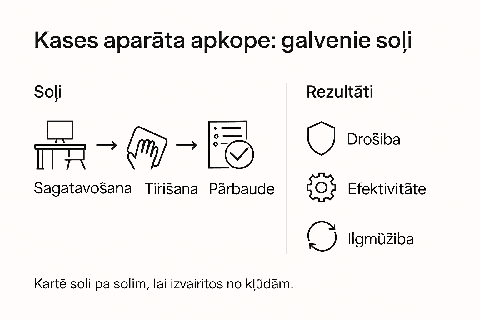 Infografika: svarīgākie kases aparāta apkopšanas soļi