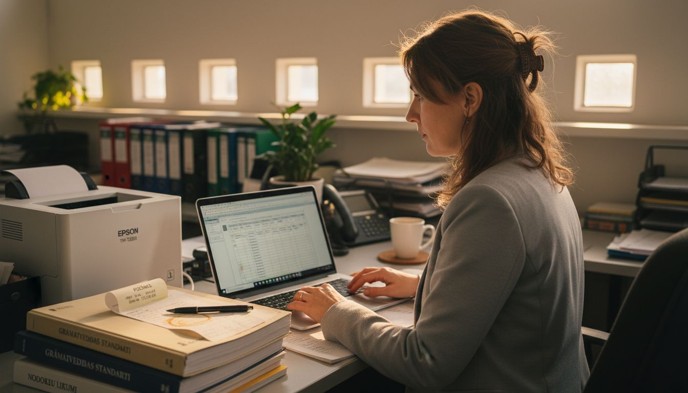 Grāmatvedis datorā reģistrē kasiera apkopi