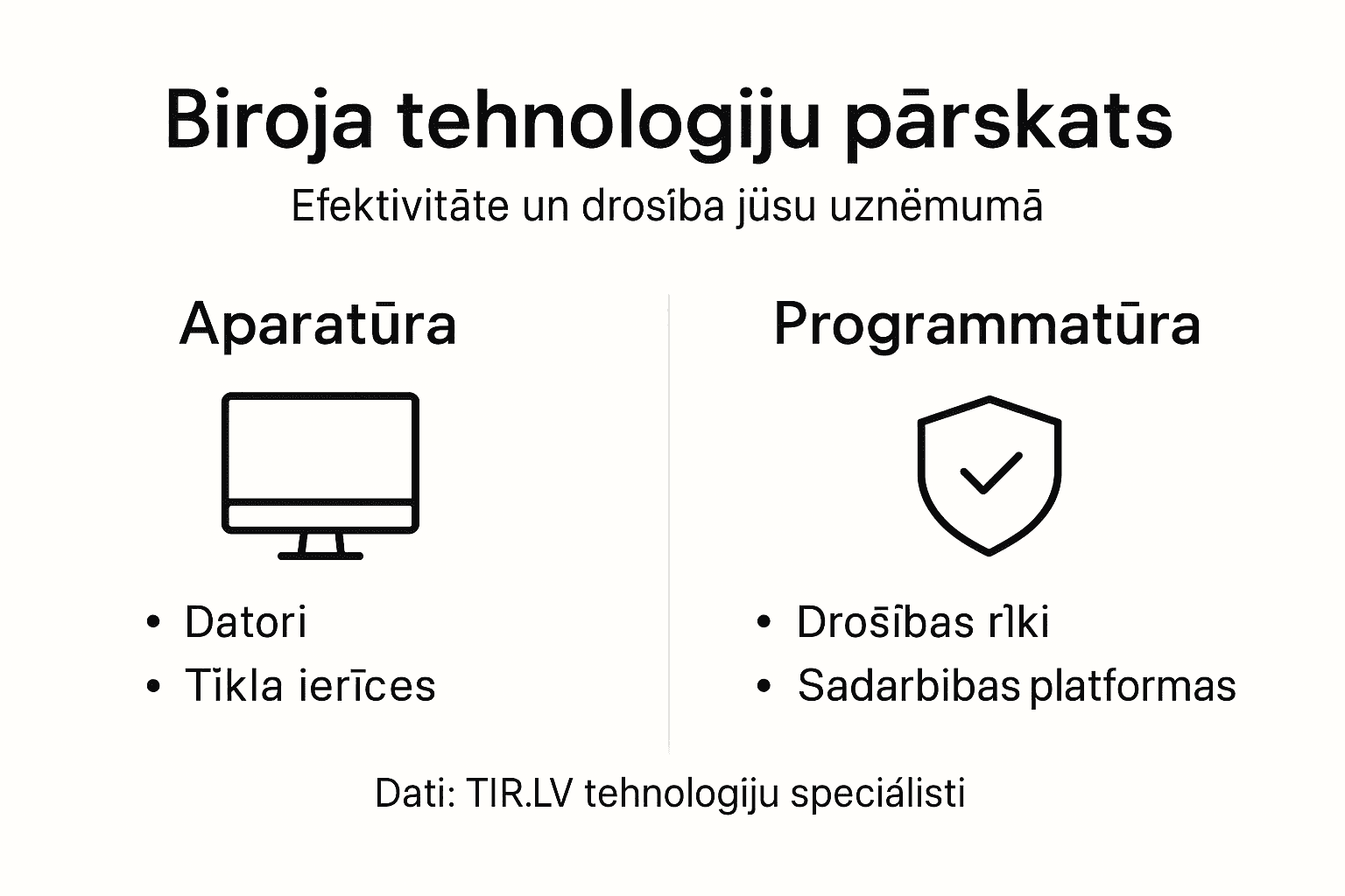 Infografika: mūsdienu biroja tehnoloģiju pārskats un galvenās kategorijas