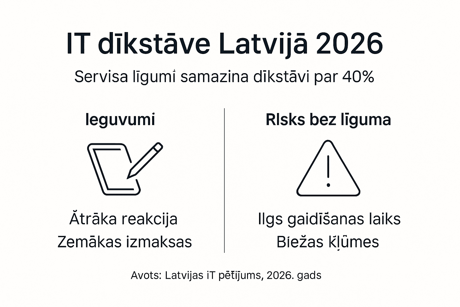 Infografika: galvenie ieguvumi, samazinot IT dīkstāves laiku