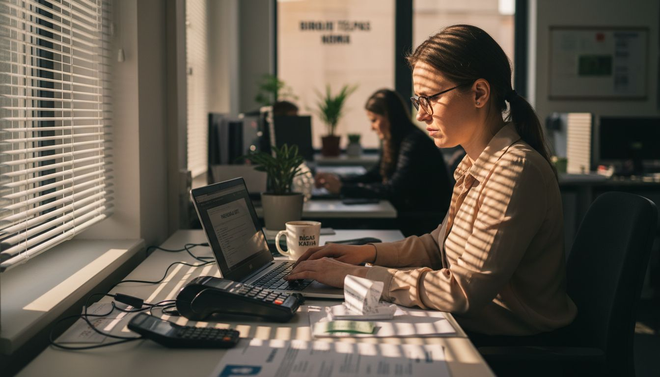 Grāmatvedis ievada kases aparāta datus sistēmā.
