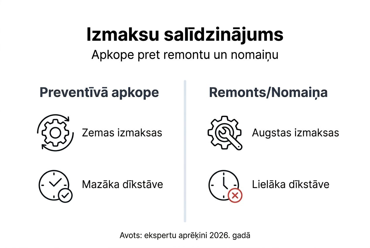 Infografika: biroja tehnikas uzturēšanas izmaksu salīdzinājums