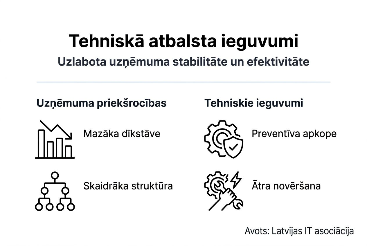 Infografika: galvenie ieguvumi, izvēloties profesionālu tehnisko atbalstu