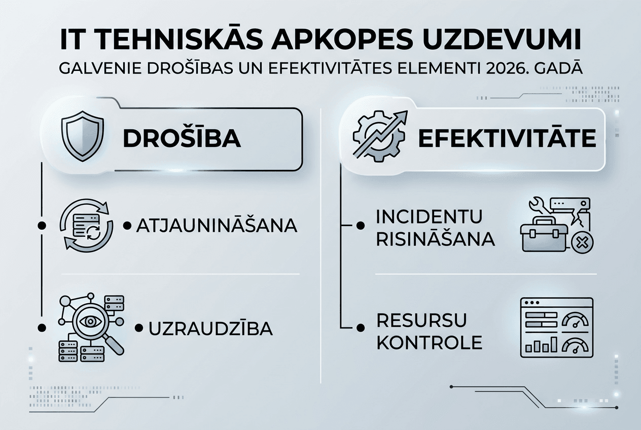 Infografika: IT uzturēšanas drošība un darba efektivitāte