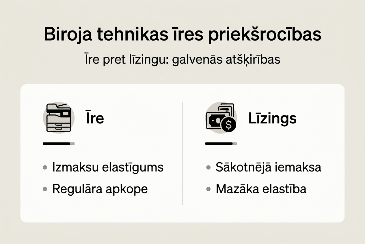 Īres un līzinga salīdzinājuma infografika
