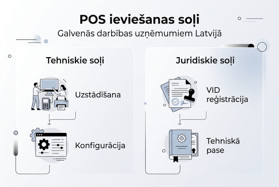 Infografika: Galvenie soļi veiksmīgai POS sistēmas ieviešanai