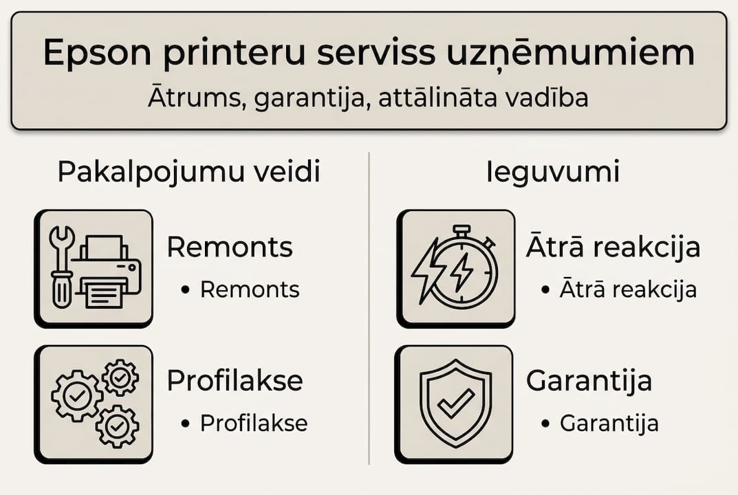 Infografika: kā Epson serviss palīdz uzņēmumiem strādāt efektīvāk