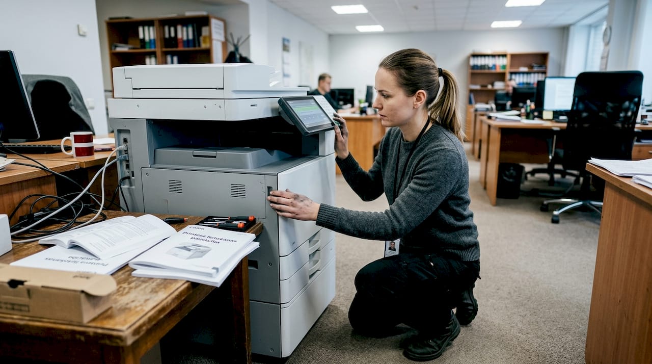 Tehniķis atjauno printera iestatījumus