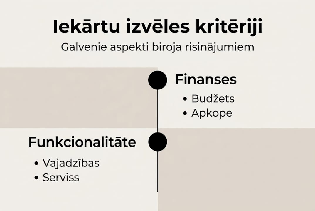 Infografika: Kā izvēlēties piemērotākās biroja iekārtas