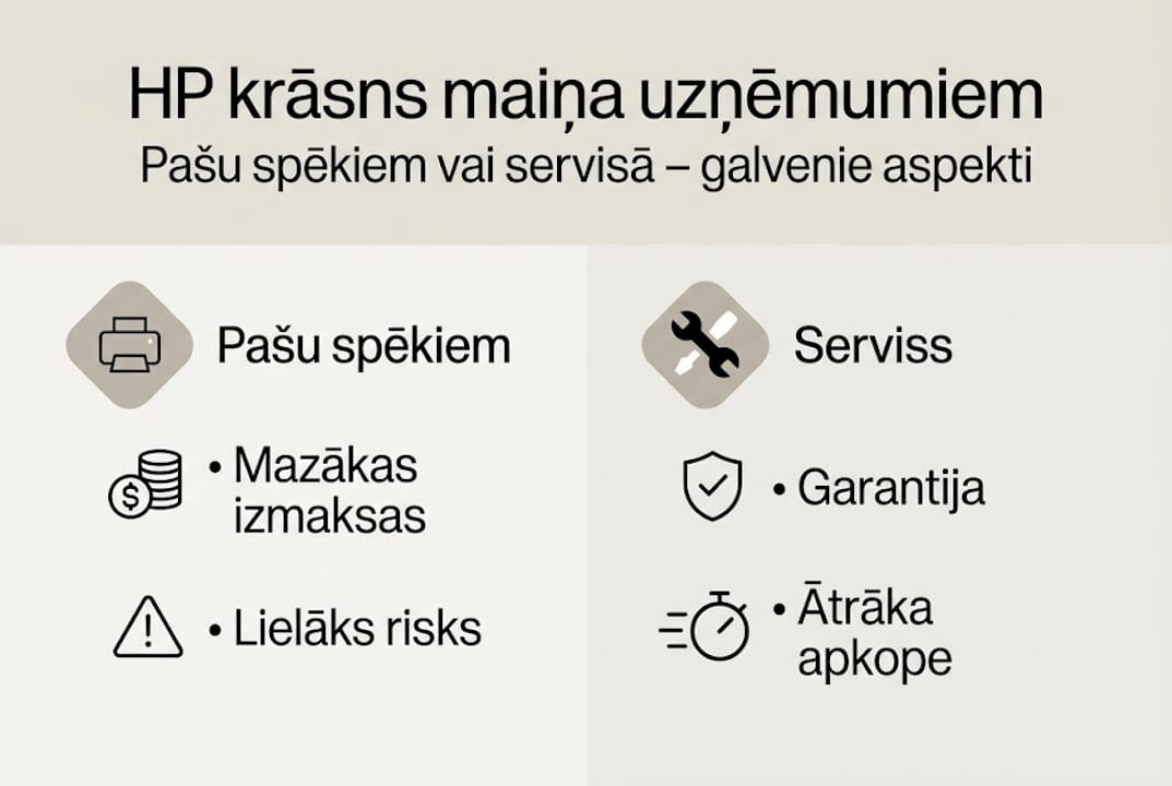 Salīdzinošā infografika: dažādu fūzera nomaiņas risinājumu plusi un mīnusi