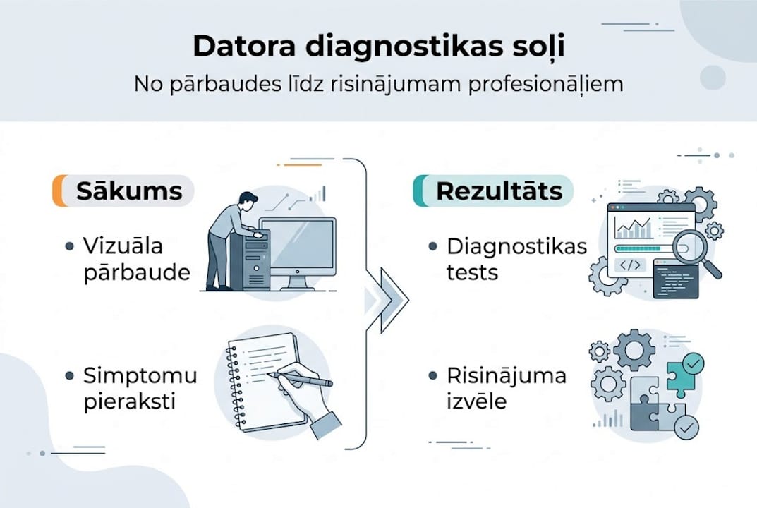 Infografika: kā soli pa solim veikt datora pārbaudi