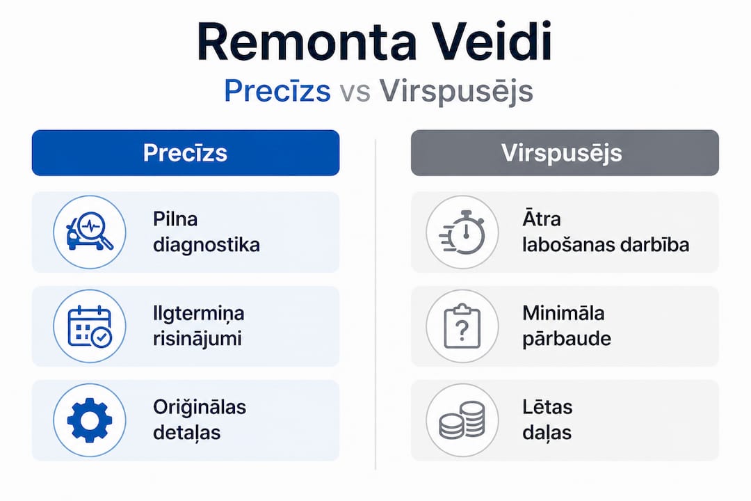 Salīdzinošs infografiks par dažādiem printeru remonta veidiem