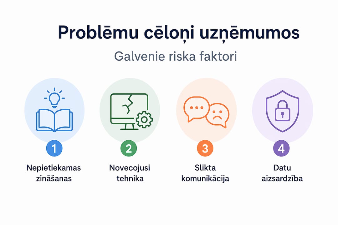 Infografika: galvenie tehnisko problēmu cēloņi un ar tiem saistītie riski