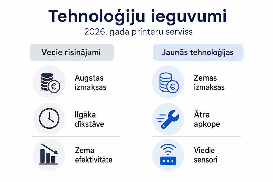 Infografika: Kā printeru serviss mainījies – no tradicionālajiem līdz mūsdienu risinājumiem