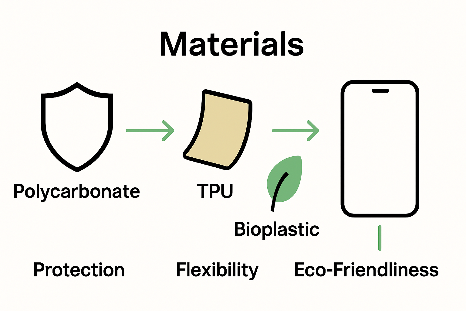 Infographic comparing common phone case materials