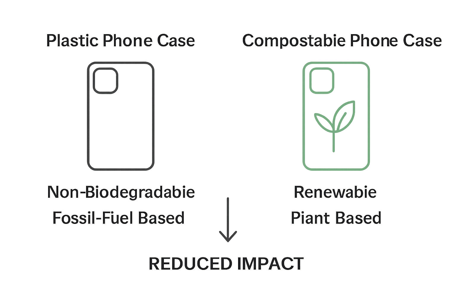 Traditional vs. eco-friendly phone case infographic