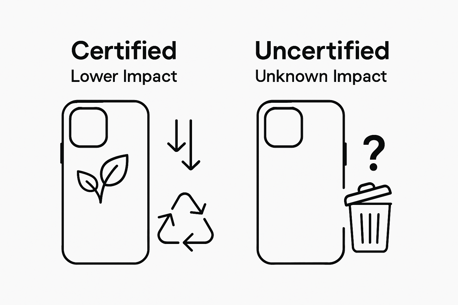 Eco-certified vs uncertified phone case impact