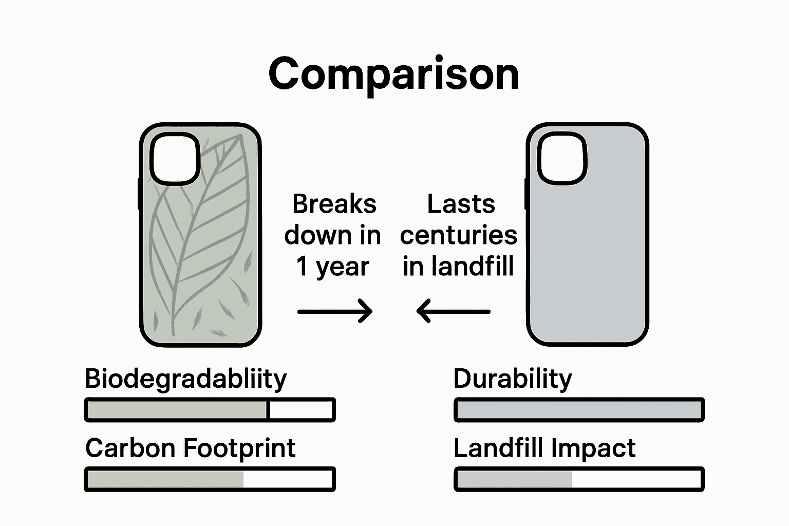 Infographic comparing eco and plastic phone cases