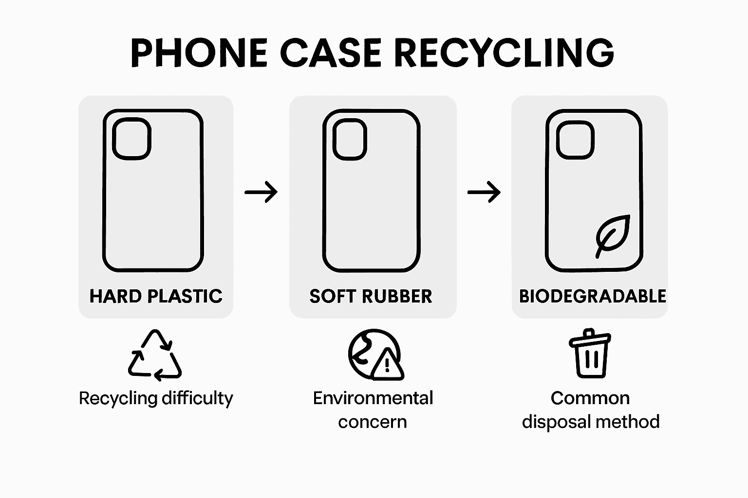 Infographic comparing phone case recycling methods