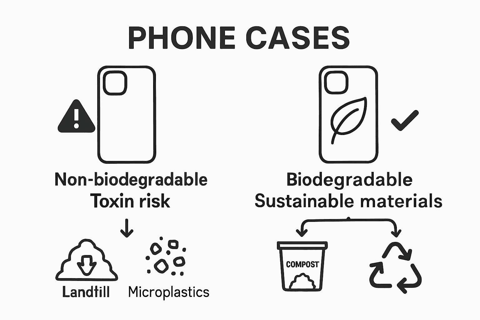 Infographic comparing plastic and eco phone cases