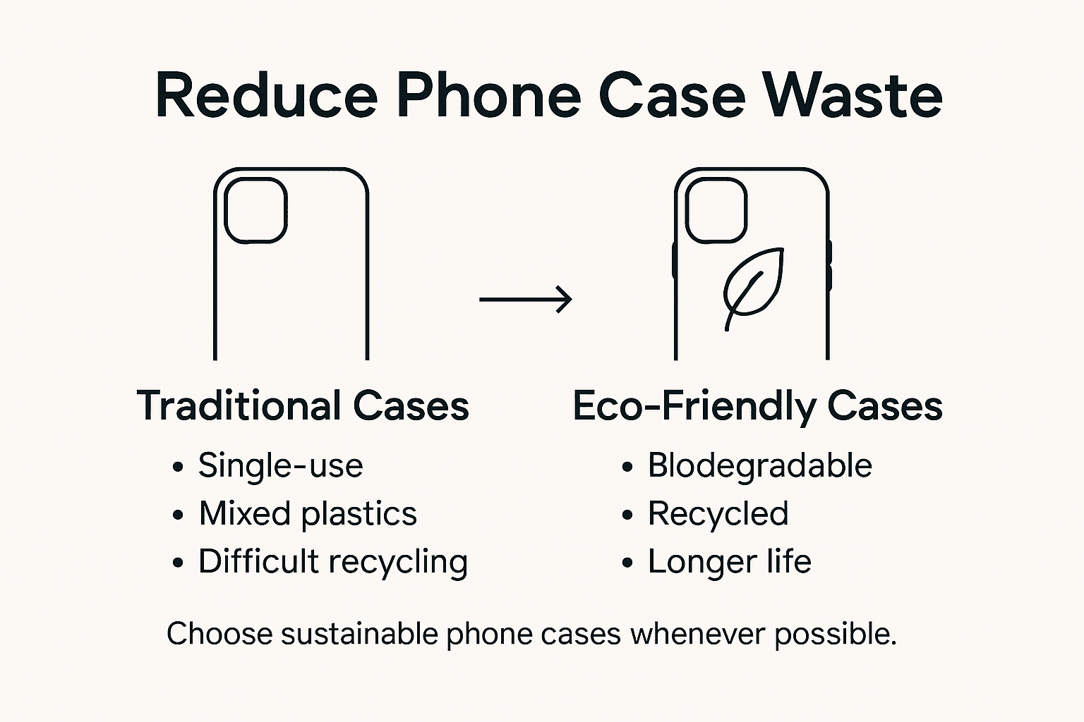Infographic comparing phone case waste solutions