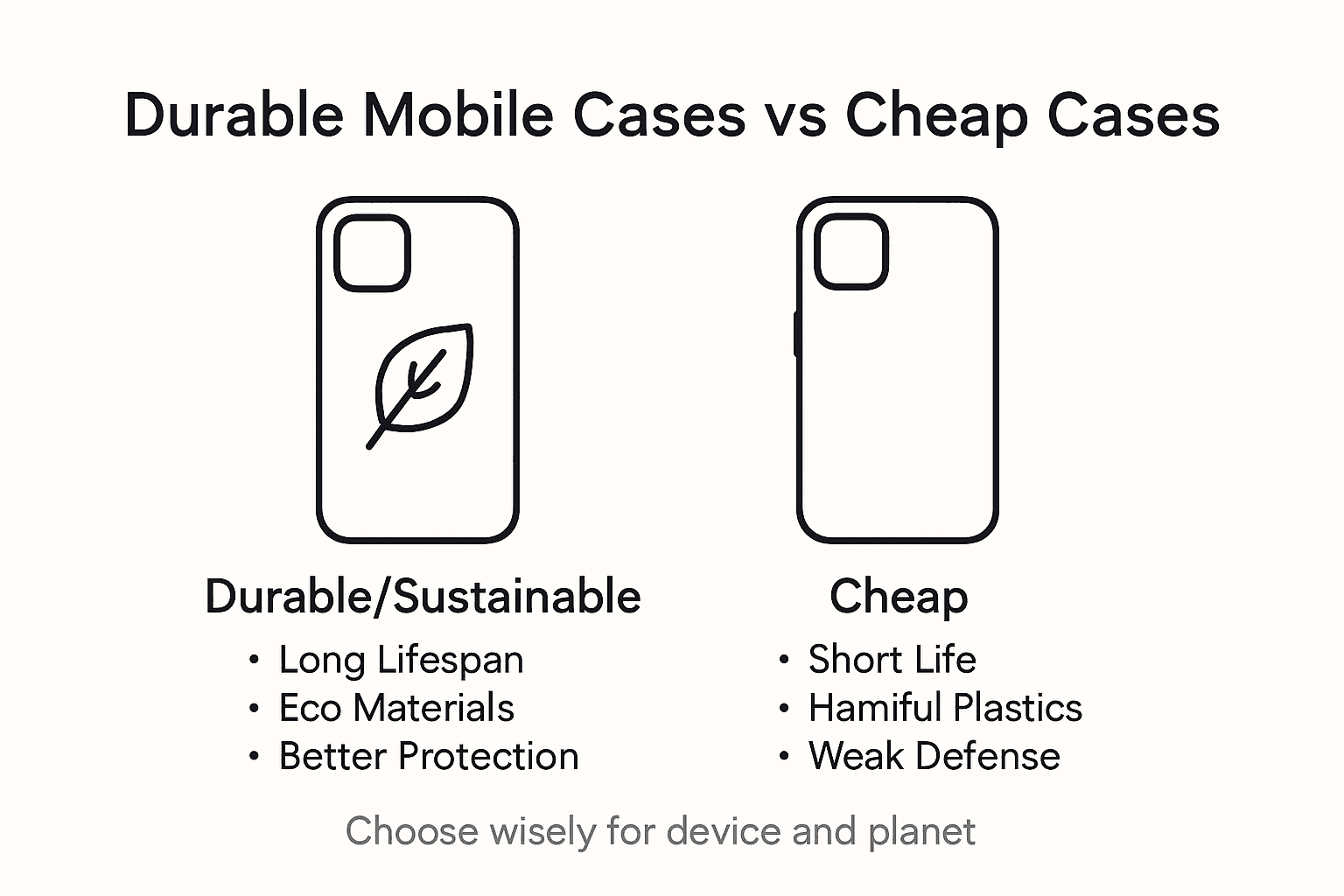 Infographic contrasts durable vs cheap mobile cases
