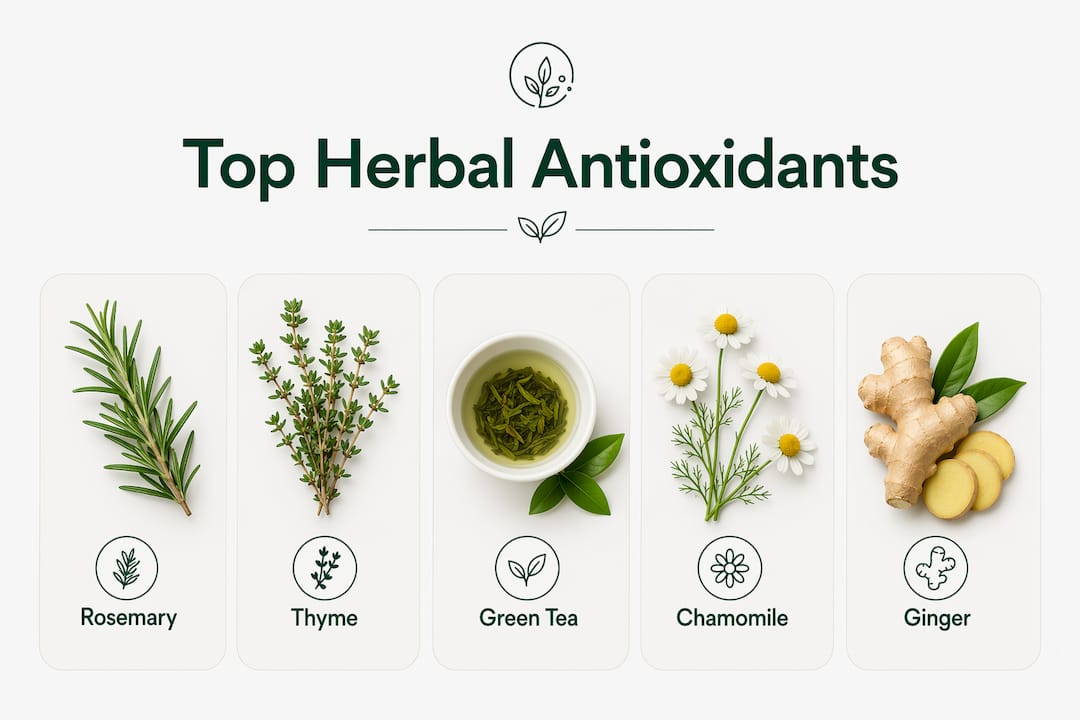 Infographic ranking herbs by antioxidant potency
