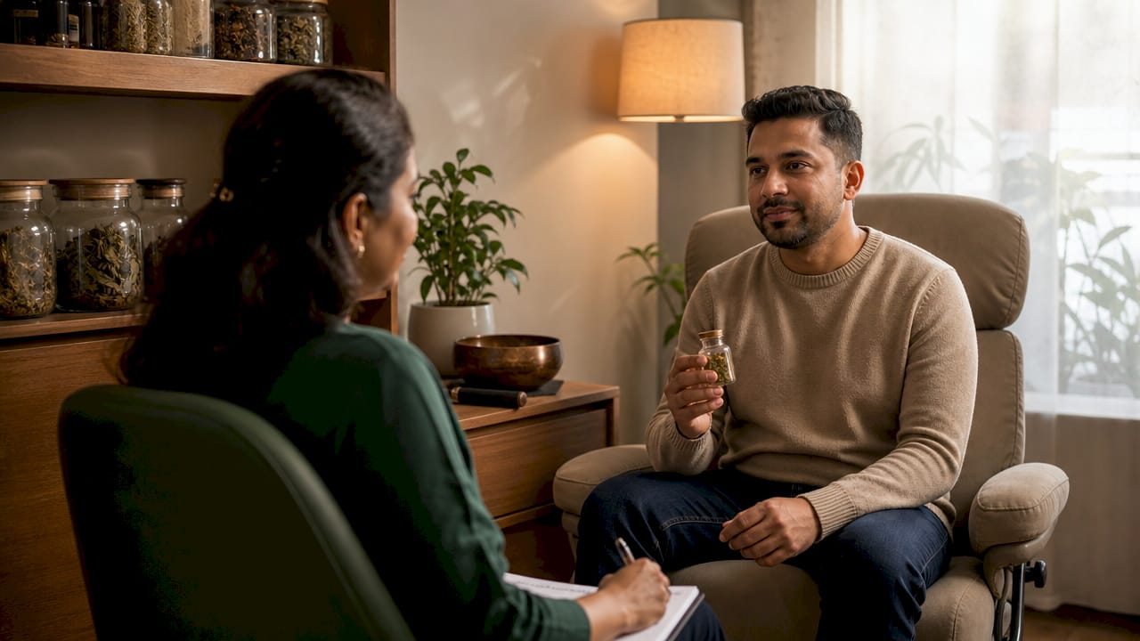 Naturopathic consultation blending herbs and therapies