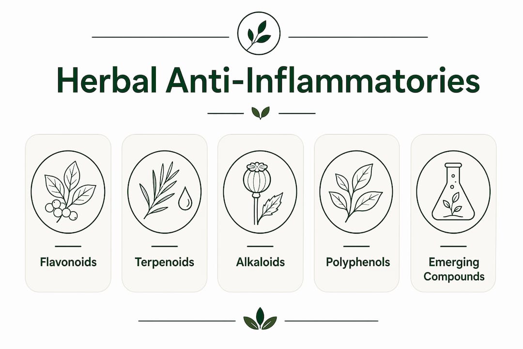 Infographic showing herbal compound classes