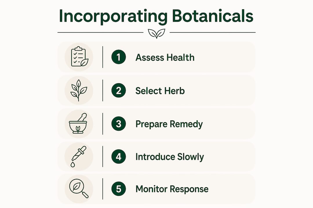 Infographic showing botanical remedy incorporation steps
