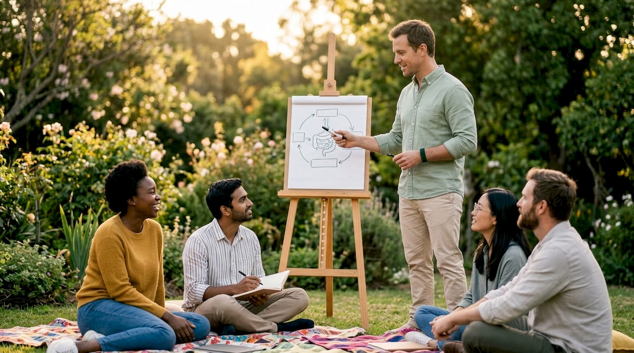 Health coach teaching wellness dimensions