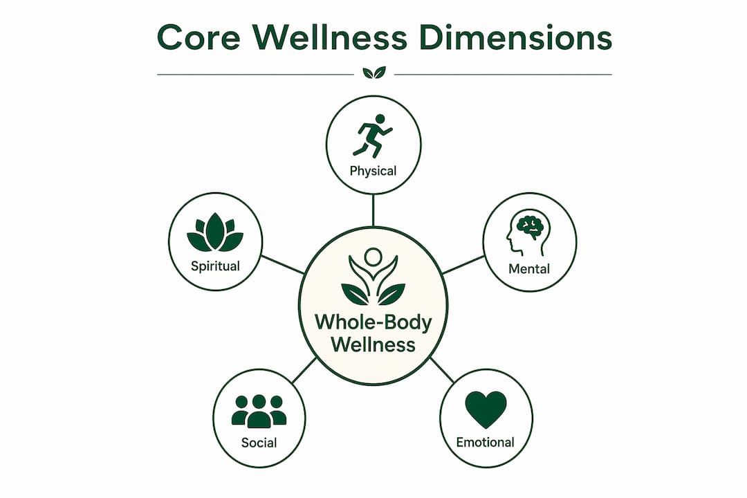 Infographic showing core wellness dimensions