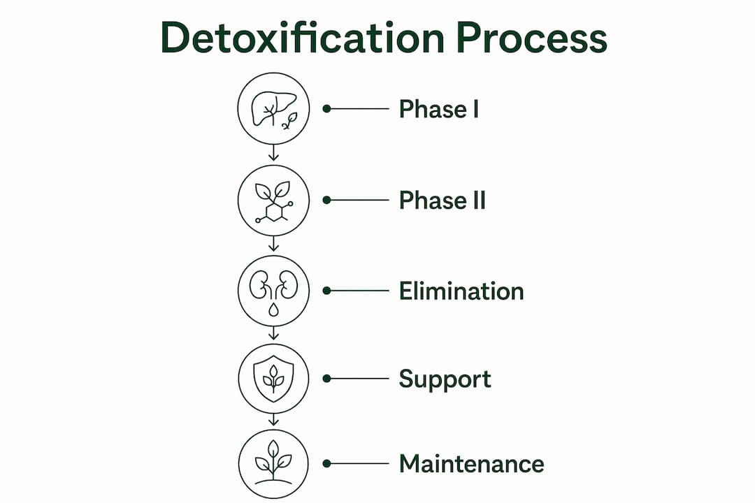 Infographic outlining detoxification process steps