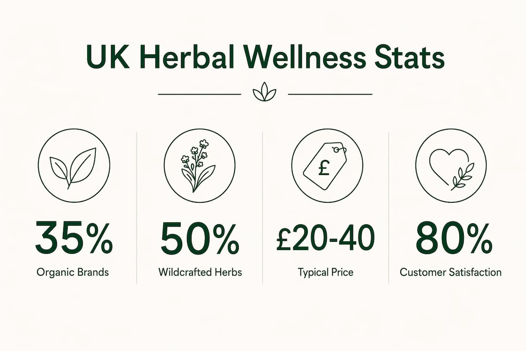 Infographic showing key UK herbal wellness brand statistics