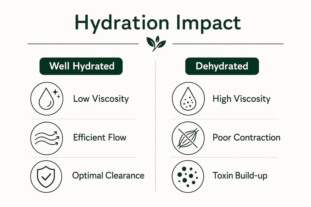 Infographic comparing hydration effects on lymphatic health
